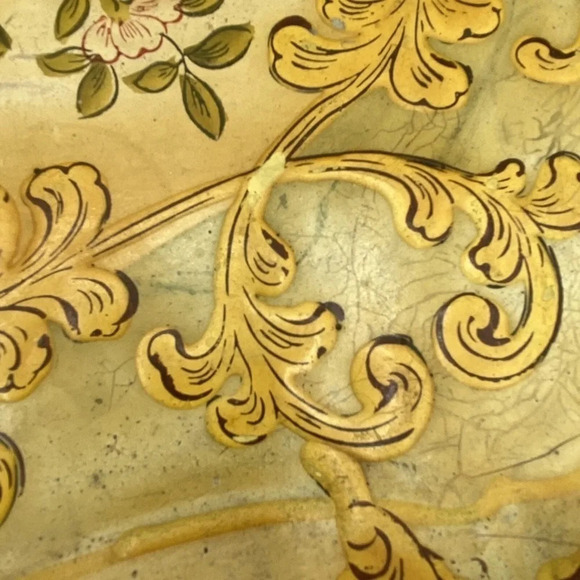 Vintage Japanese Papermache Lacquer Handpainted Floral Serving Tray - Picture 6 of 8